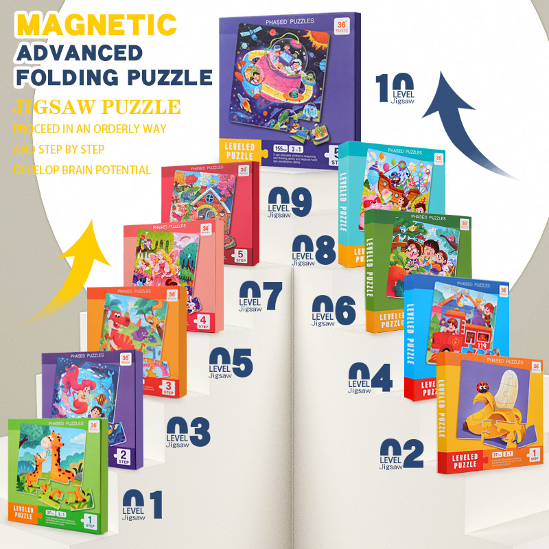 Kids Education Material - Kids Magnetic Wooden Puzzle Cartoon Pattern