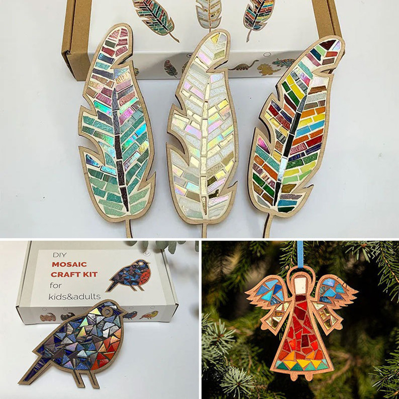 Kids Home Education - DIY Mosaic Coaster Colored Feathers Kits